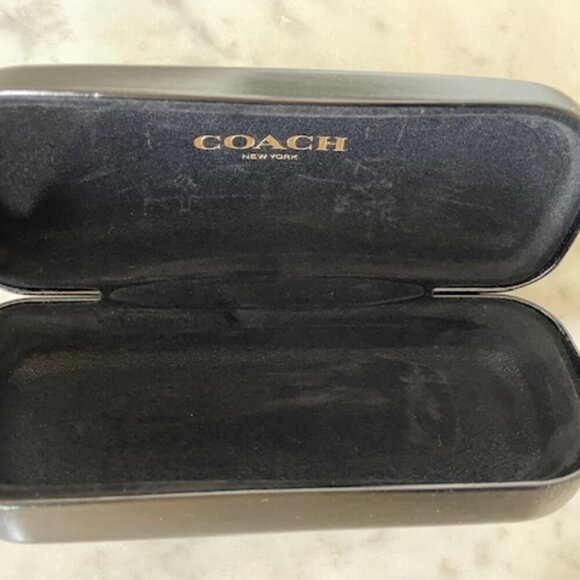 COACH Black Eyeglass Hard Clamshell Case Hinged with Cleaning Cloth - Picture 5 of 12